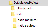 Alpha Anywhere creates two directories, "node_modules" and "node_services", inside a folder called "node" in the Web Project folder